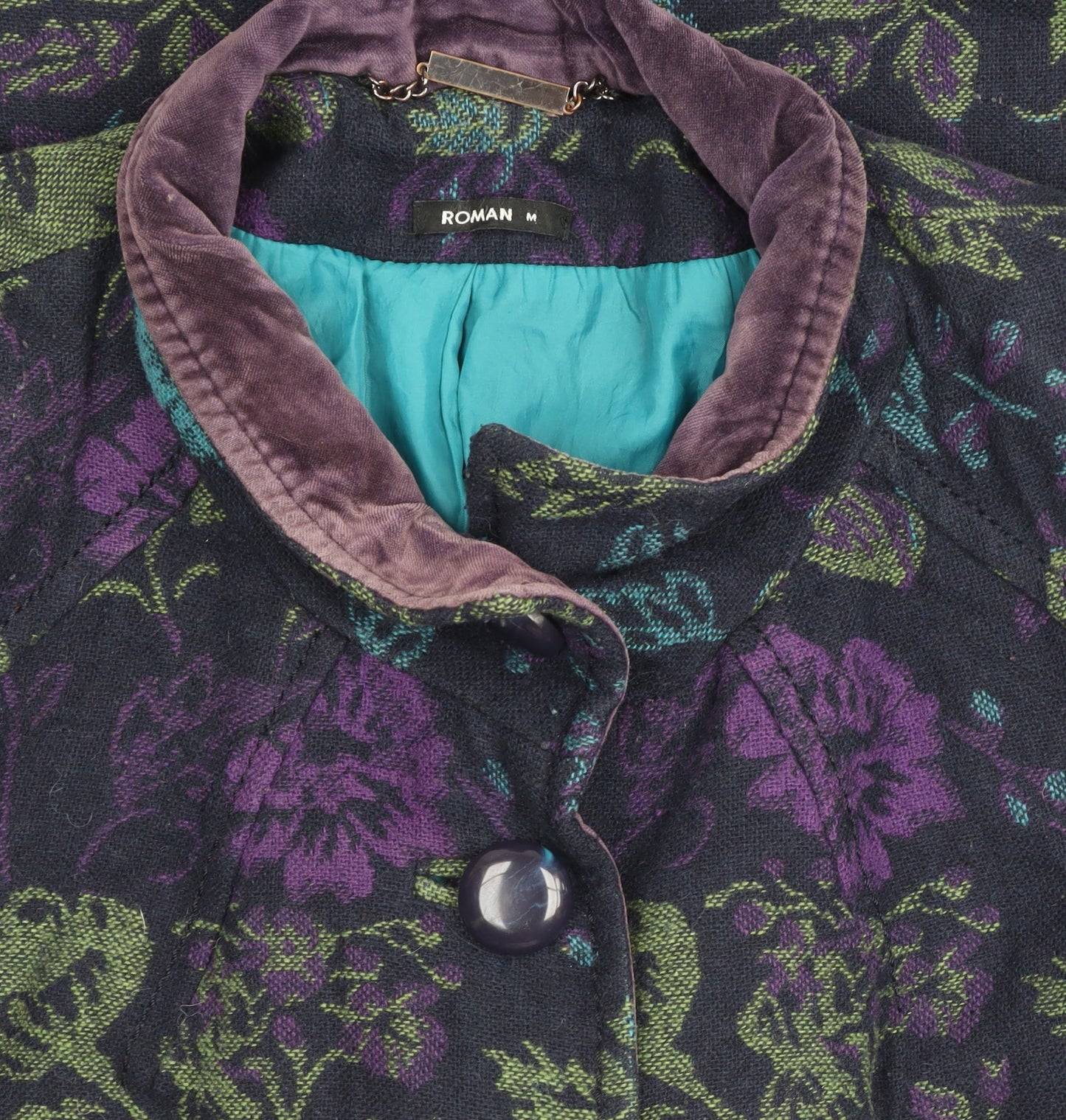 Roman Womens Multicoloured Floral Mid-Length Coat M
