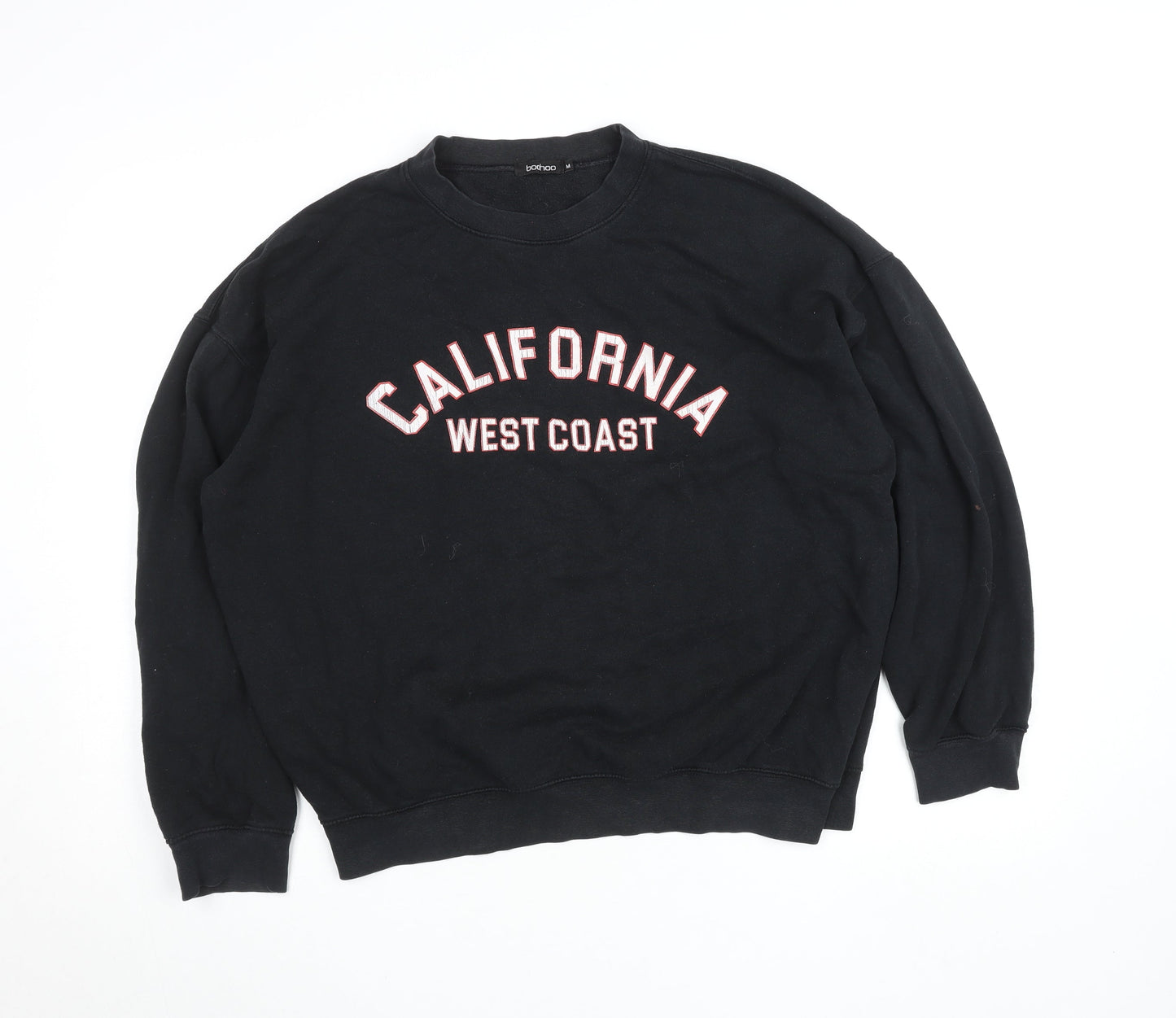 Boohoo Womens Black California West Coast Pullover Sweatshirt M