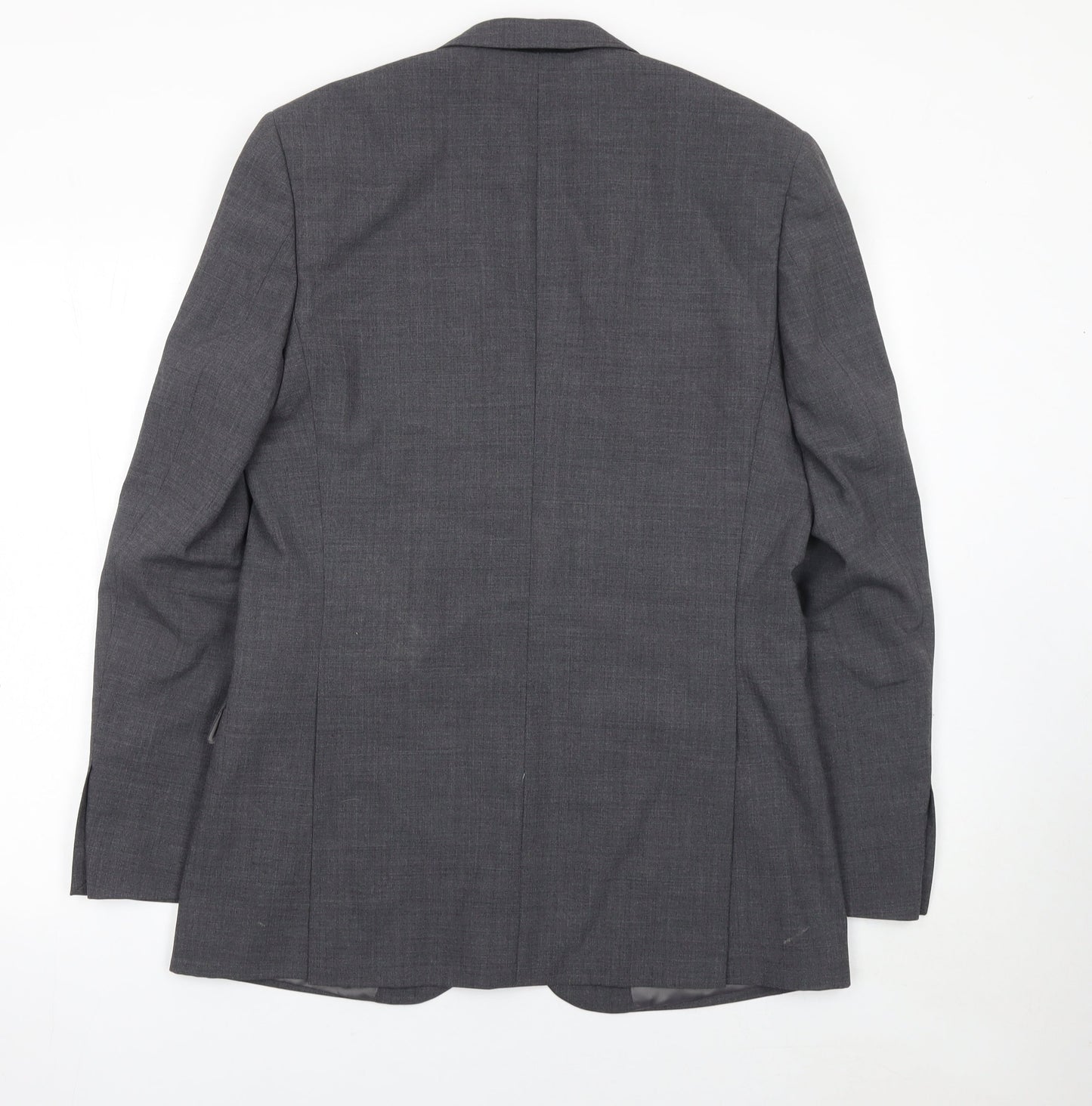 Men's Grey Wool Blend Slim Fit Single Breasted Suit Jacket 38L