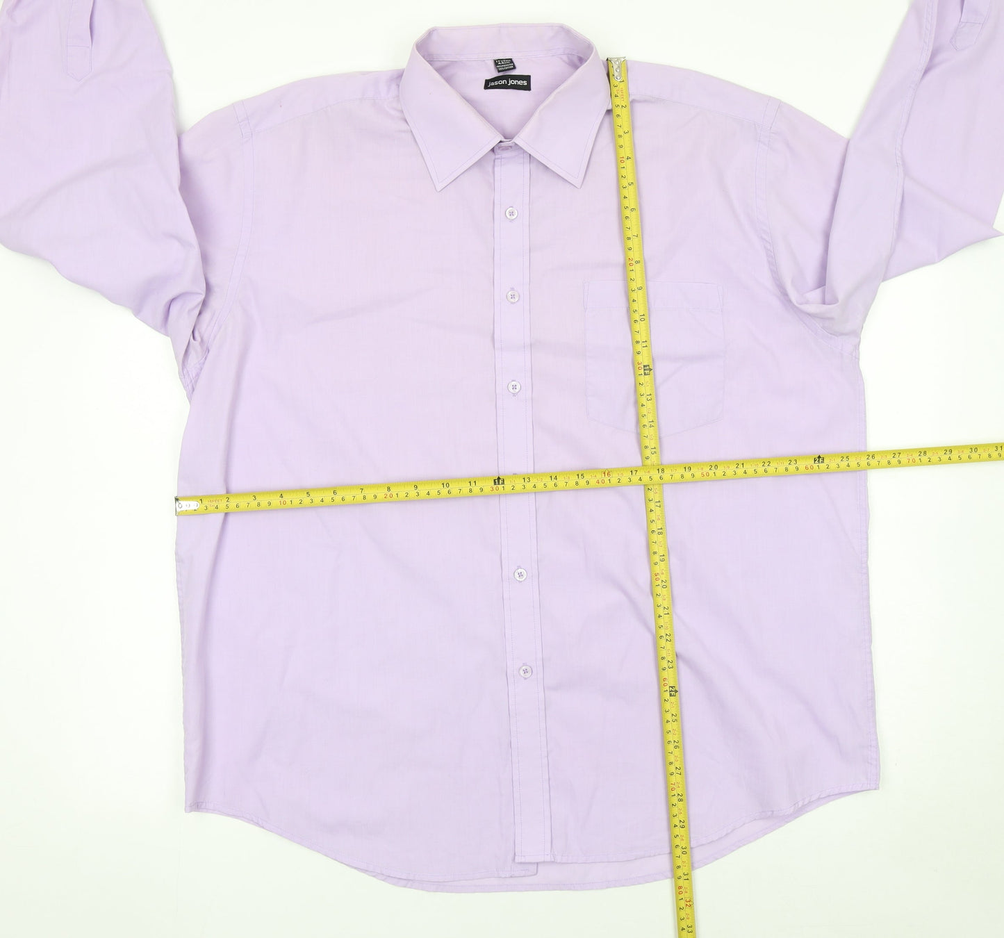 Jason Jones Men’s Purple Long Sleeve Button-Up Shirt Size 17.5 Regular Fit