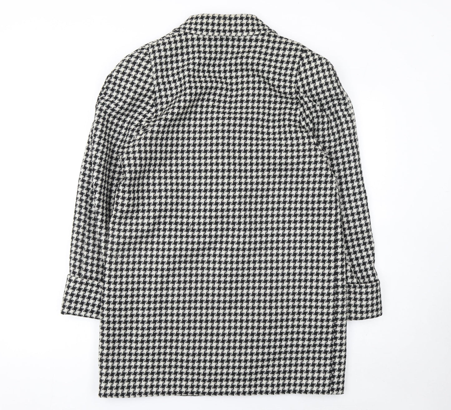 Bellino Women's Black Houndstooth Wool Blend Double-Breasted Blazer Size 10