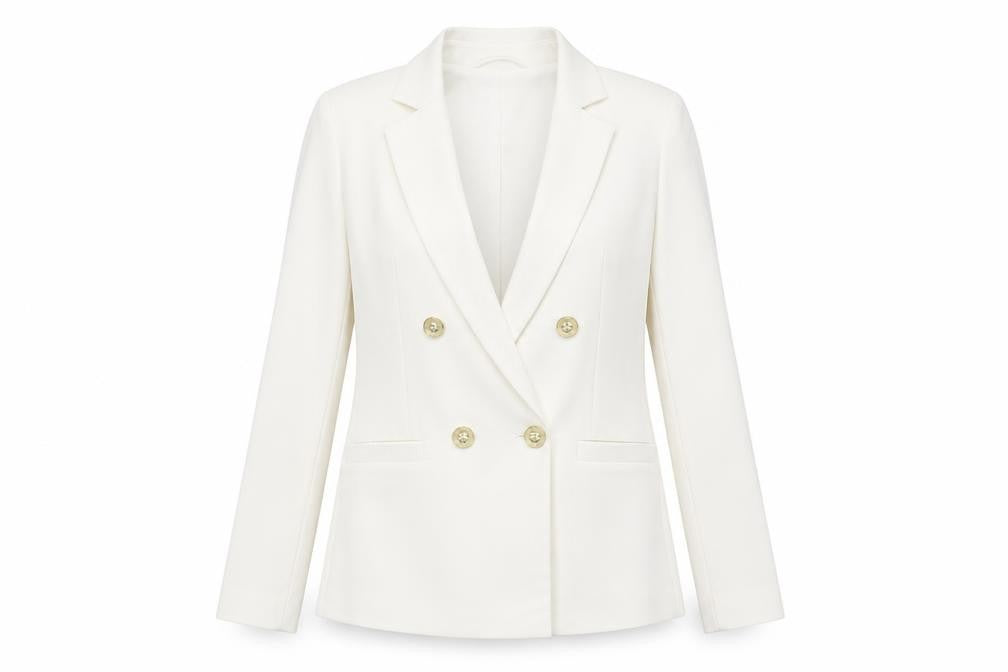 New Look Women White Size 6 Double-Breasted Blazer Jacket