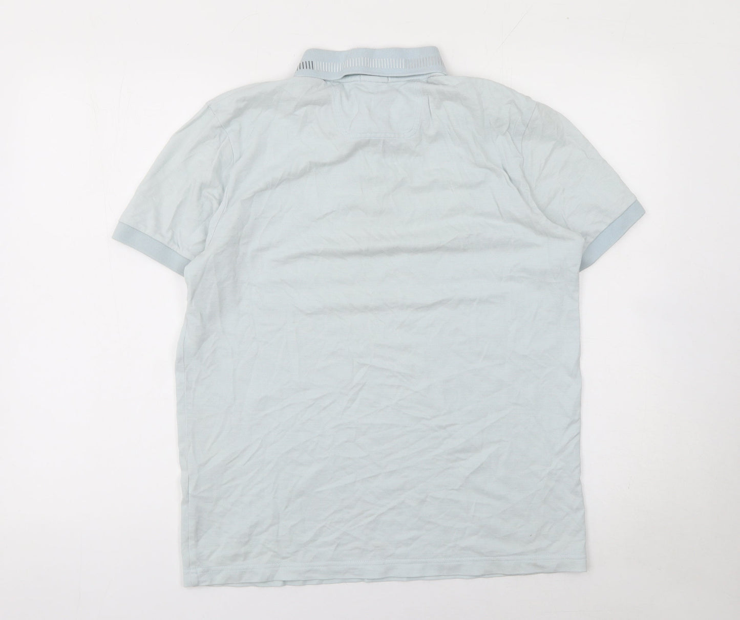 BOSS Men's Blue Pima Cotton Polo Shirt Size L Short Sleeve