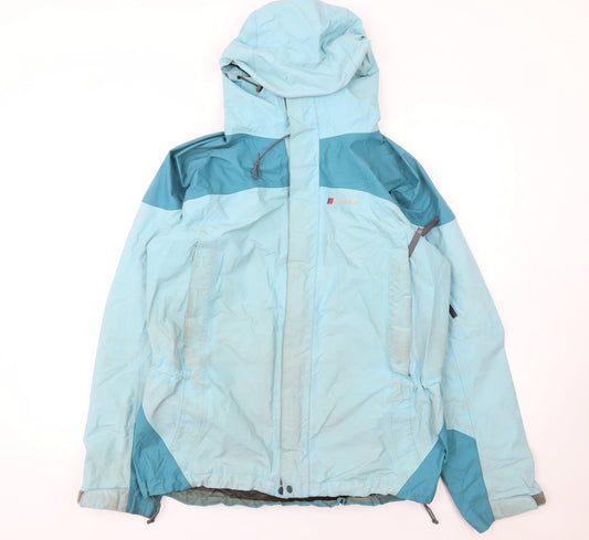 Berghaus Women Blue Waterproof Hooded Rain Jacket Size 14