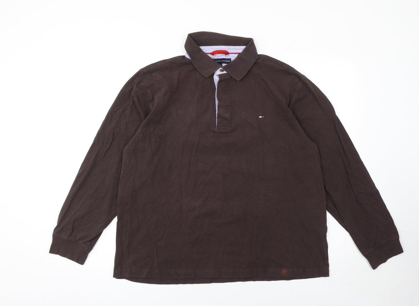 Tommy Hilfiger Men's Brown Long Sleeve 2XL Cotton Polo Shirt