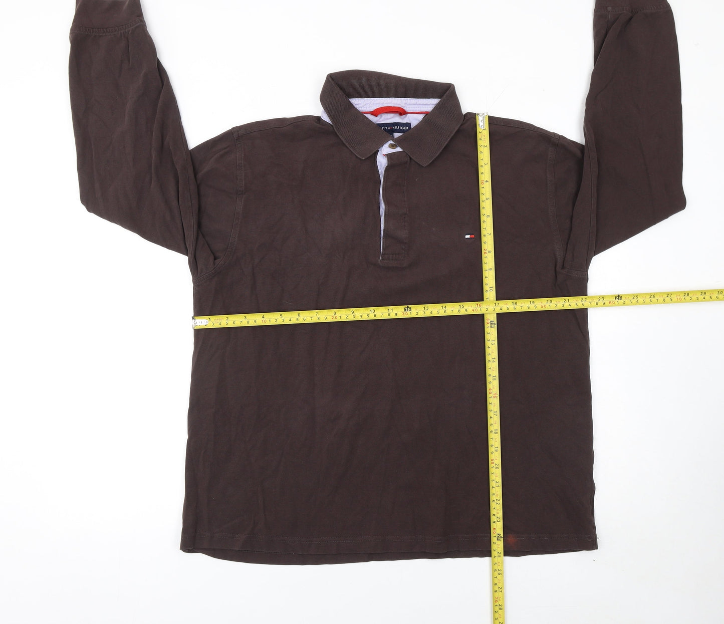 Tommy Hilfiger Men's Brown Long Sleeve 2XL Cotton Polo Shirt