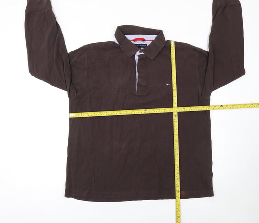 Tommy Hilfiger Men's Brown Long Sleeve 2XL Cotton Polo Shirt