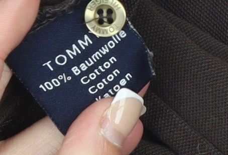 Tommy Hilfiger Men's Brown Long Sleeve 2XL Cotton Polo Shirt