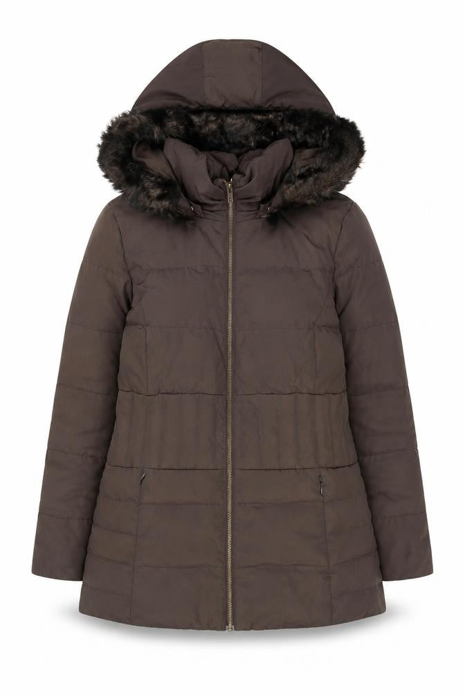 Phase Eight Women’s Brown Hooded Puffer Coat Size 10 Down Filled