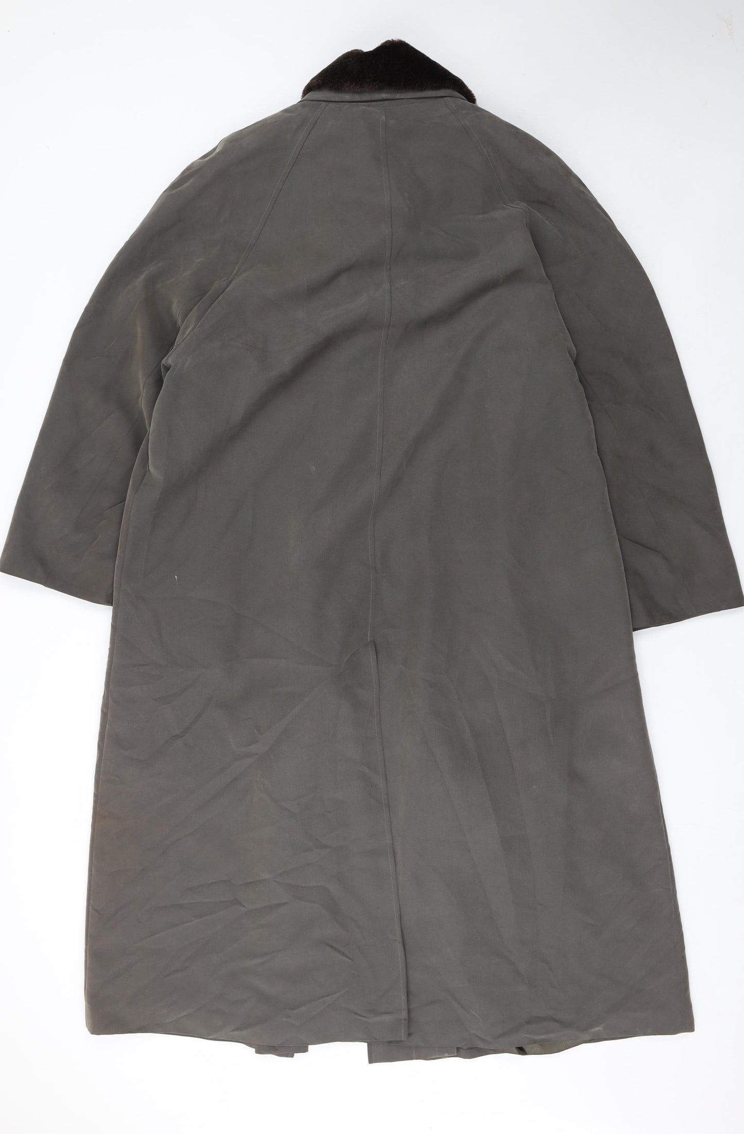 Dannimac Women's Brown Long Overcoat with Faux Fur Collar Size M