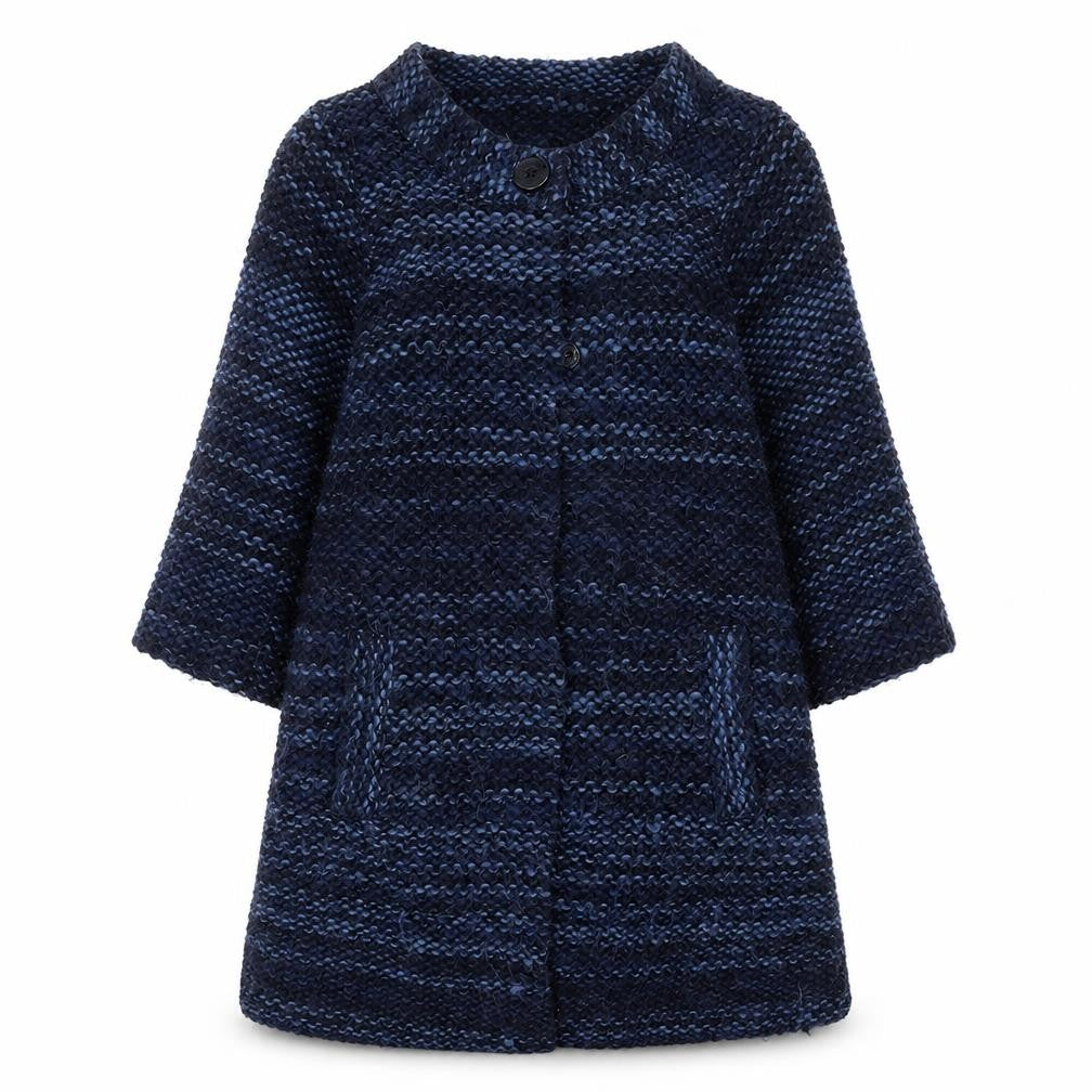 Monsoon Women Blue Chunky Knit Wool Blend Cape Jumper Size 14