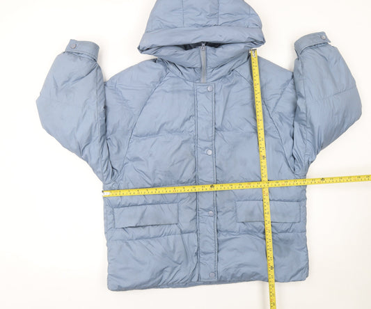 MILK Womens Blue Hooded Puffer Jacket Size S Winter Casual Coat