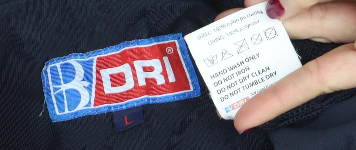 DRI Men's Blue Waterproof Windproof Mid-Length Jacket Size L