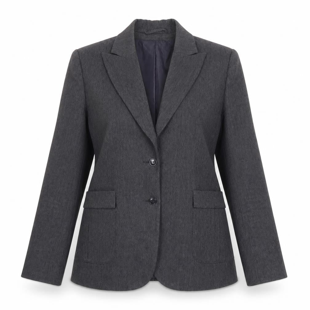 Hennes Women's Grey Two-Button Blazer Jacket Size 14 Polyester