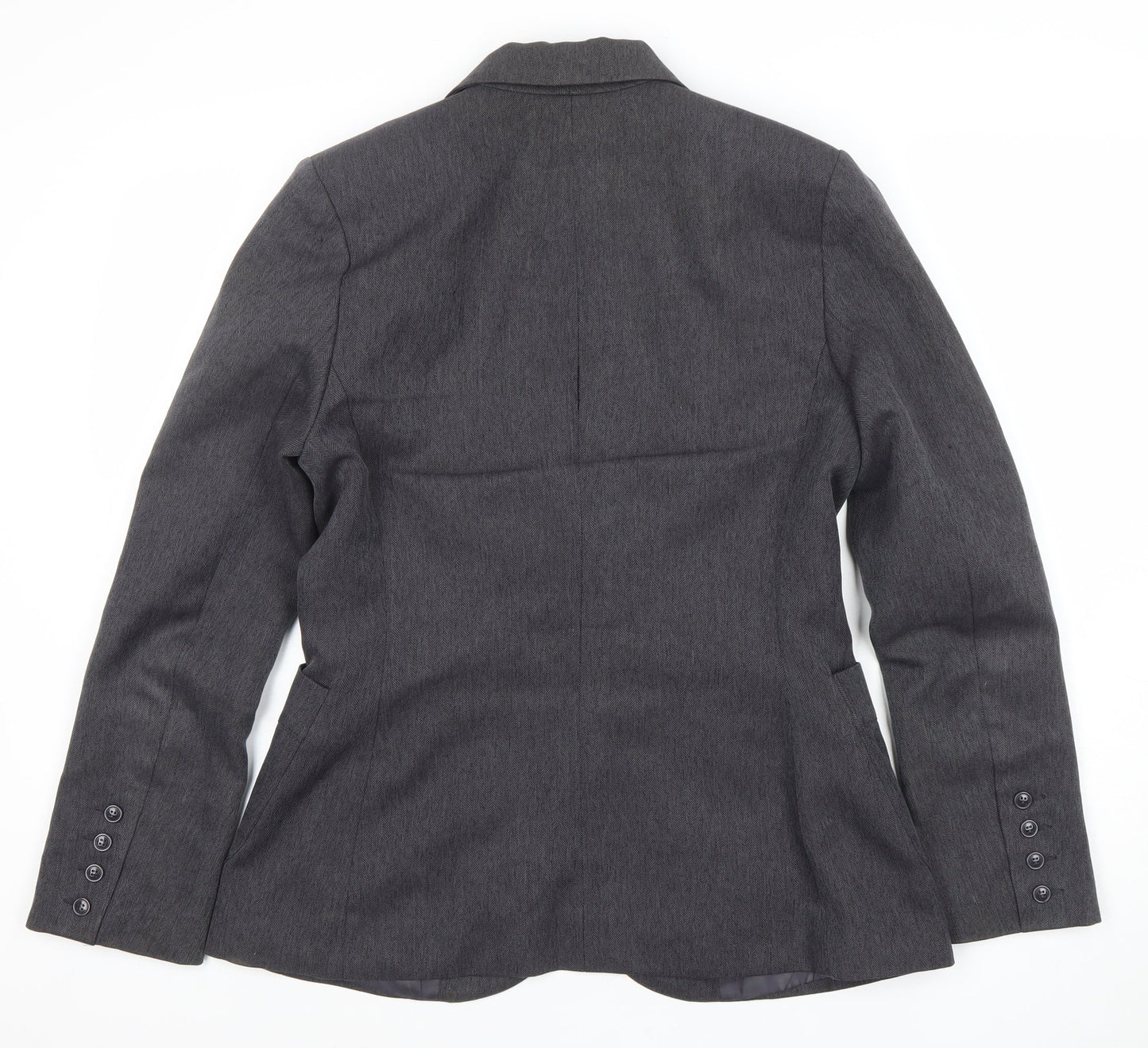 Hennes Women's Grey Two-Button Blazer Jacket Size 14 Polyester