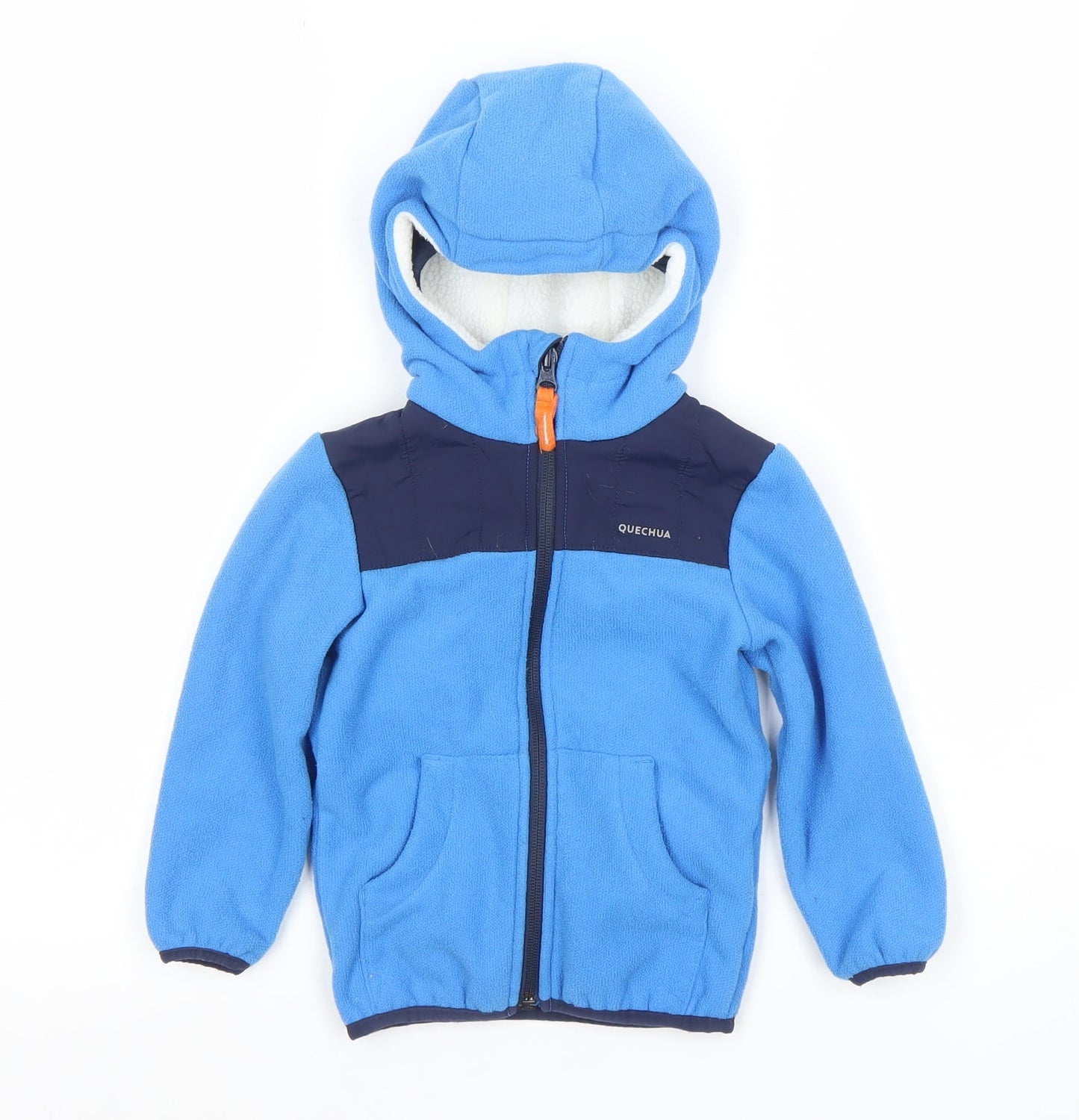 Quechua Boys Blue Hooded Fleece Hiking Jacket 10 Years Full Zip
