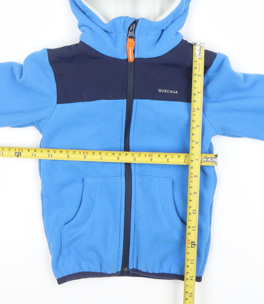 Quechua Boys Blue Hooded Fleece Hiking Jacket 10 Years Full Zip