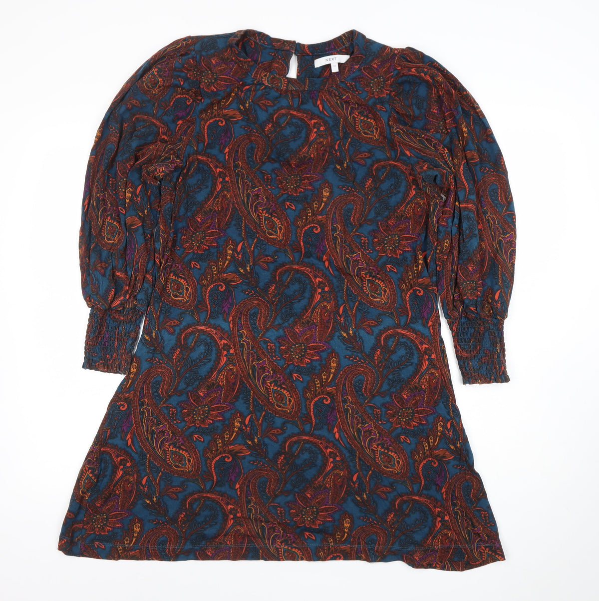 Next Womens Multicoloured Paisley Long Sleeve Shift Dress Size 12