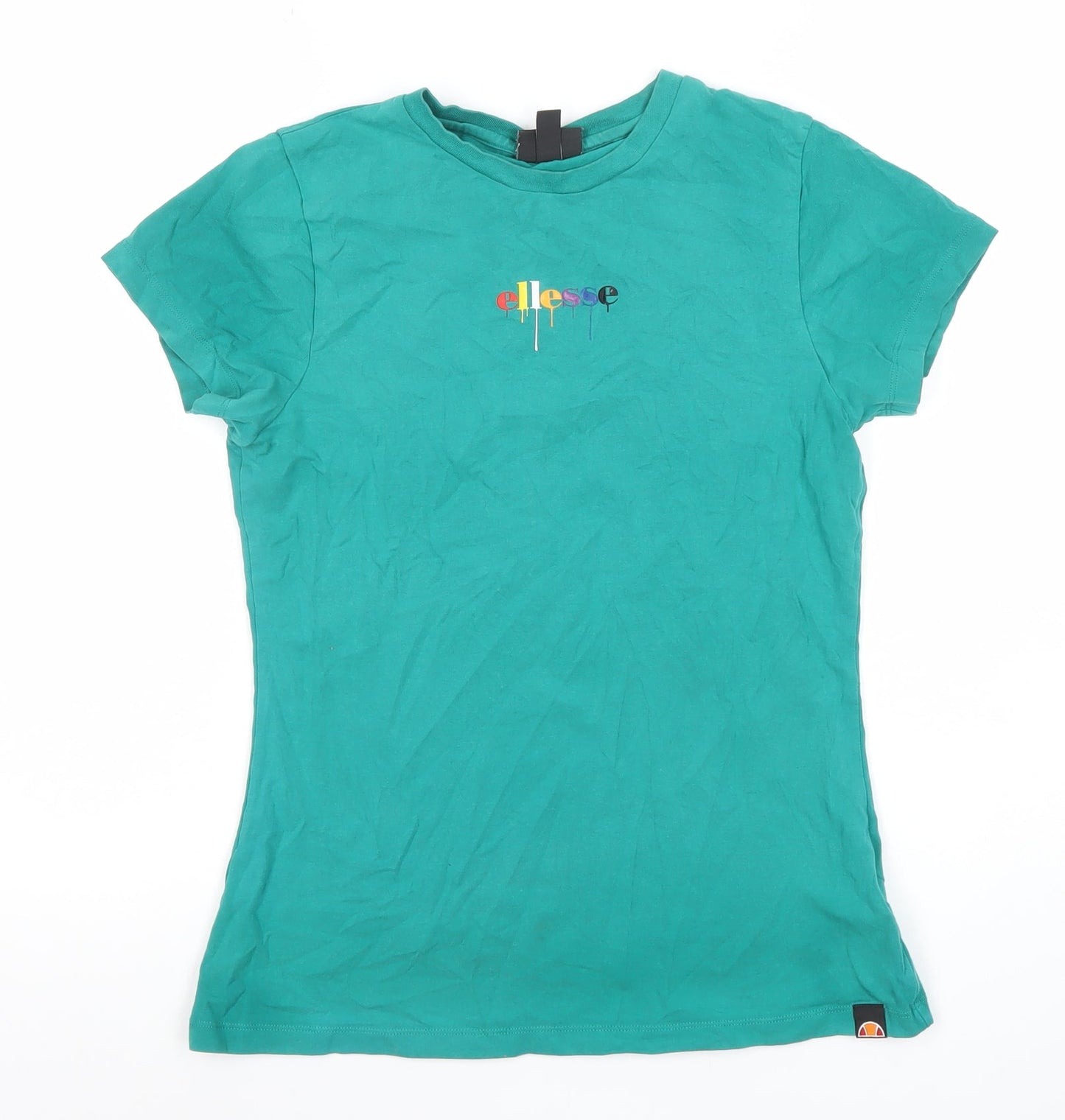 Womens UK Size 10 ellesse Green Cotton Blend T-Shirt