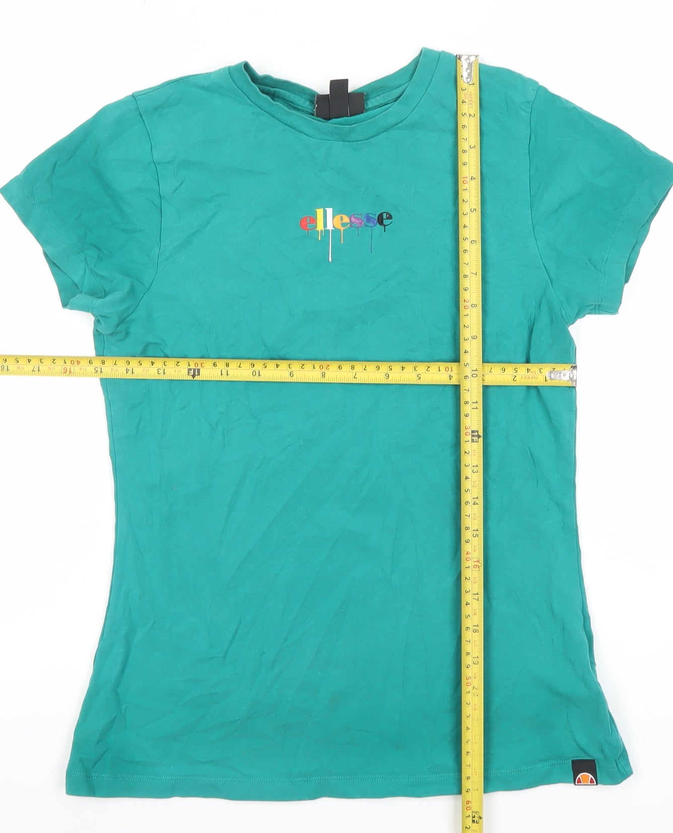 Womens UK Size 10 ellesse Green Cotton Blend T-Shirt