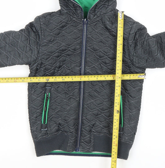 Marks and Spencer Boys Black Quilted Hooded Puffer Jacket 7-8 Years