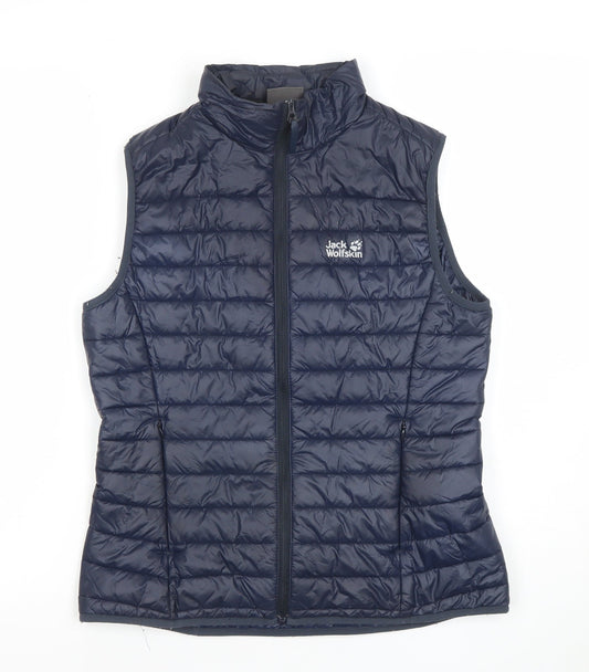 Jack Wolfskin Women Blue Puffer Waistcoat Size 6 Lightweight Zip