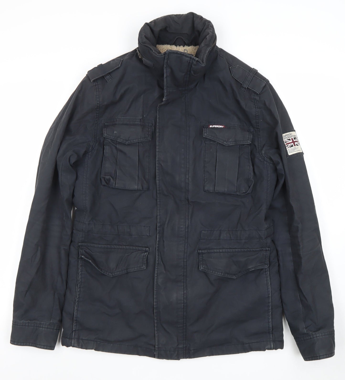 Superdry Women’s Black Military Jacket M Lined Winter Coat