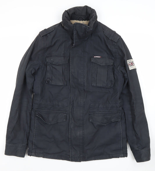 Superdry Women’s Black Military Jacket M Lined Winter Coat