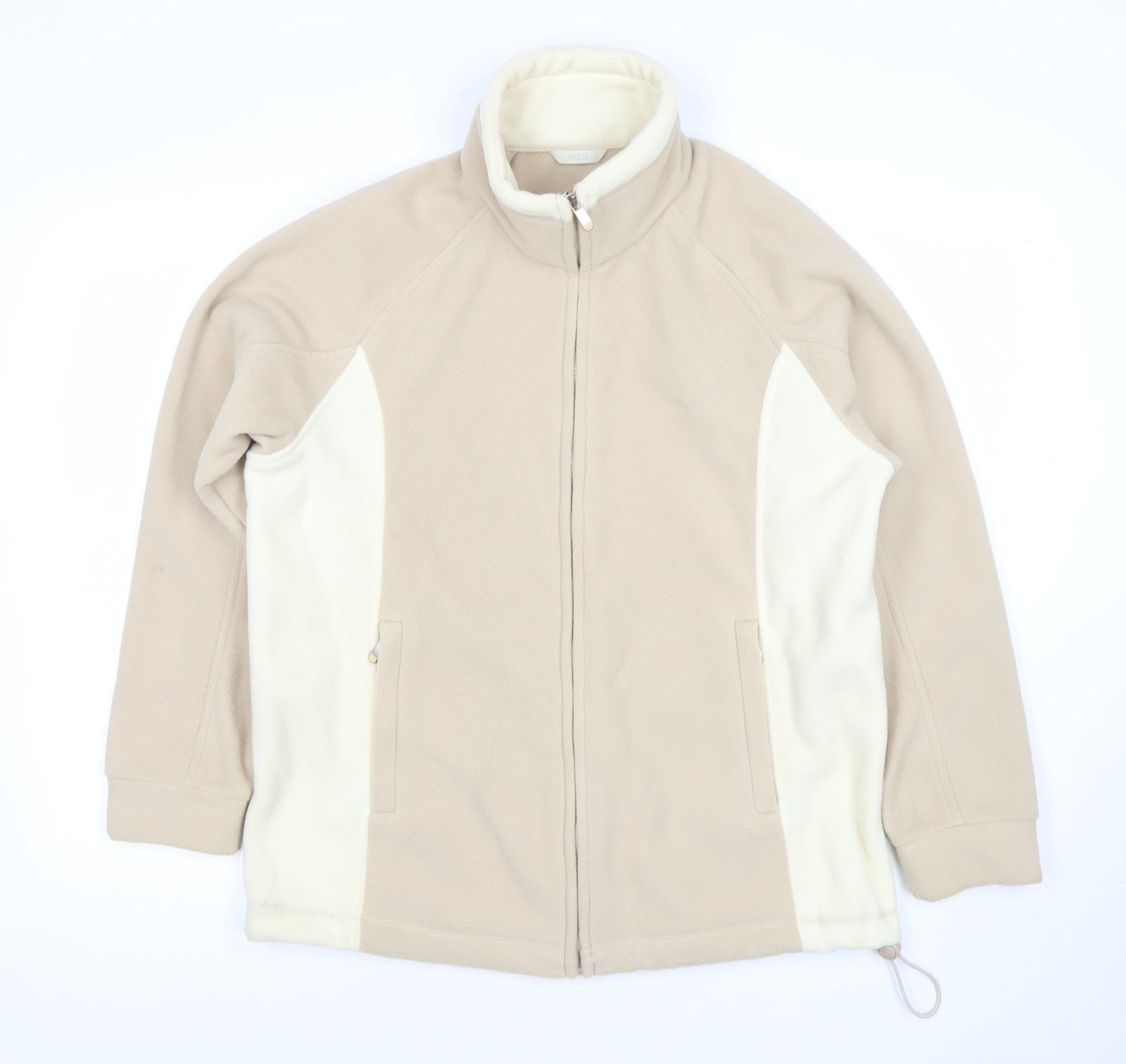 Marks and Spencer Women Beige Fleece Full Zip Jacket Size 12