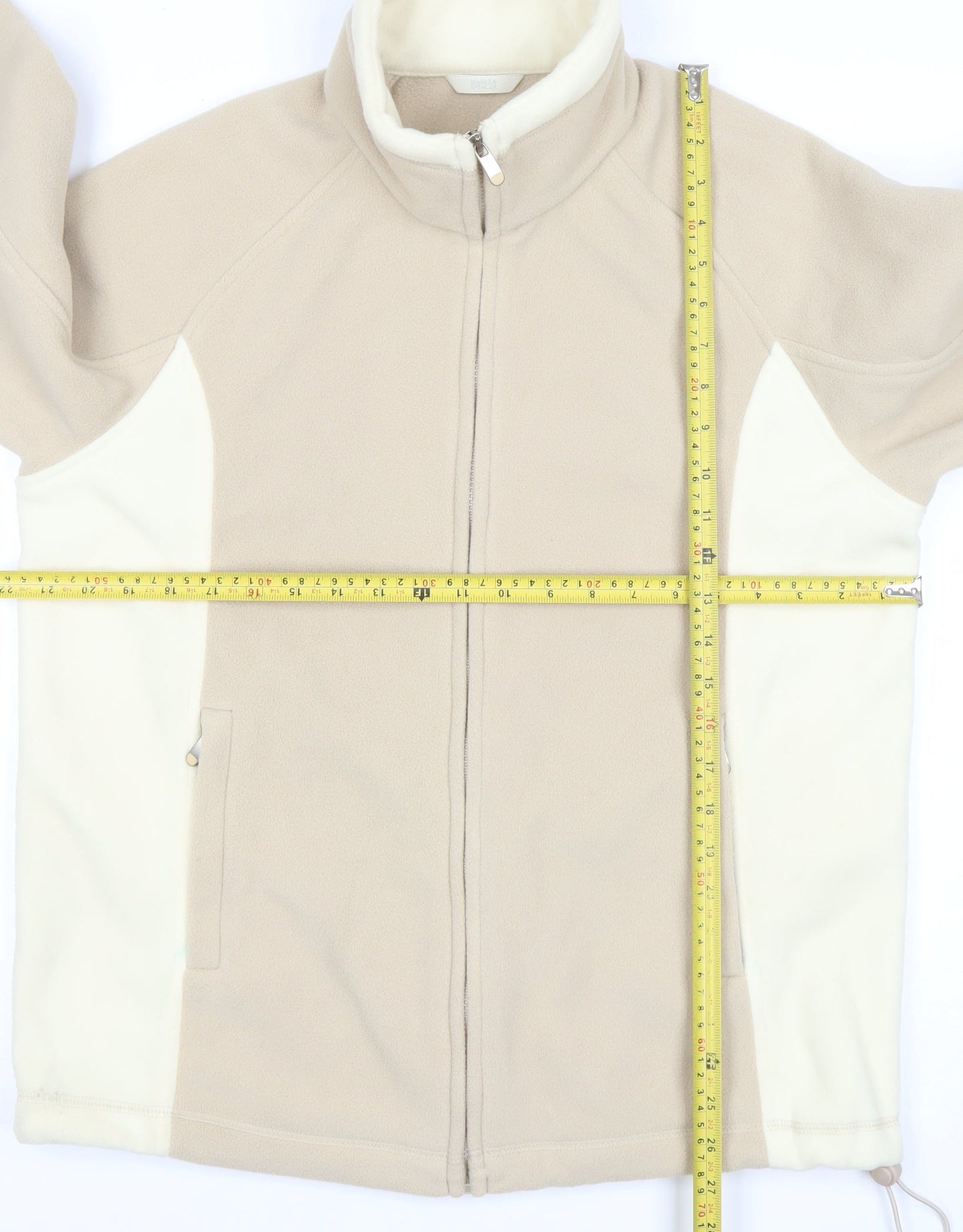 Marks and Spencer Women Beige Fleece Full Zip Jacket Size 12