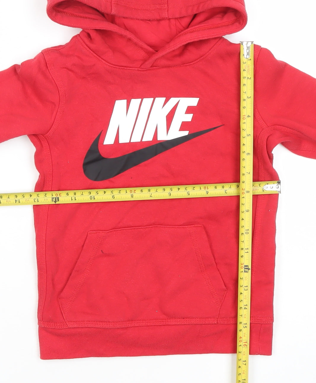 Nike Boys Red Pullover Hoodie 4-5 Years Cotton Blend Logo Graphic