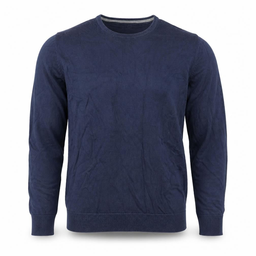 Blend Men's Blue Cotton Crew Neck Long Sleeve Pullover Jumper L