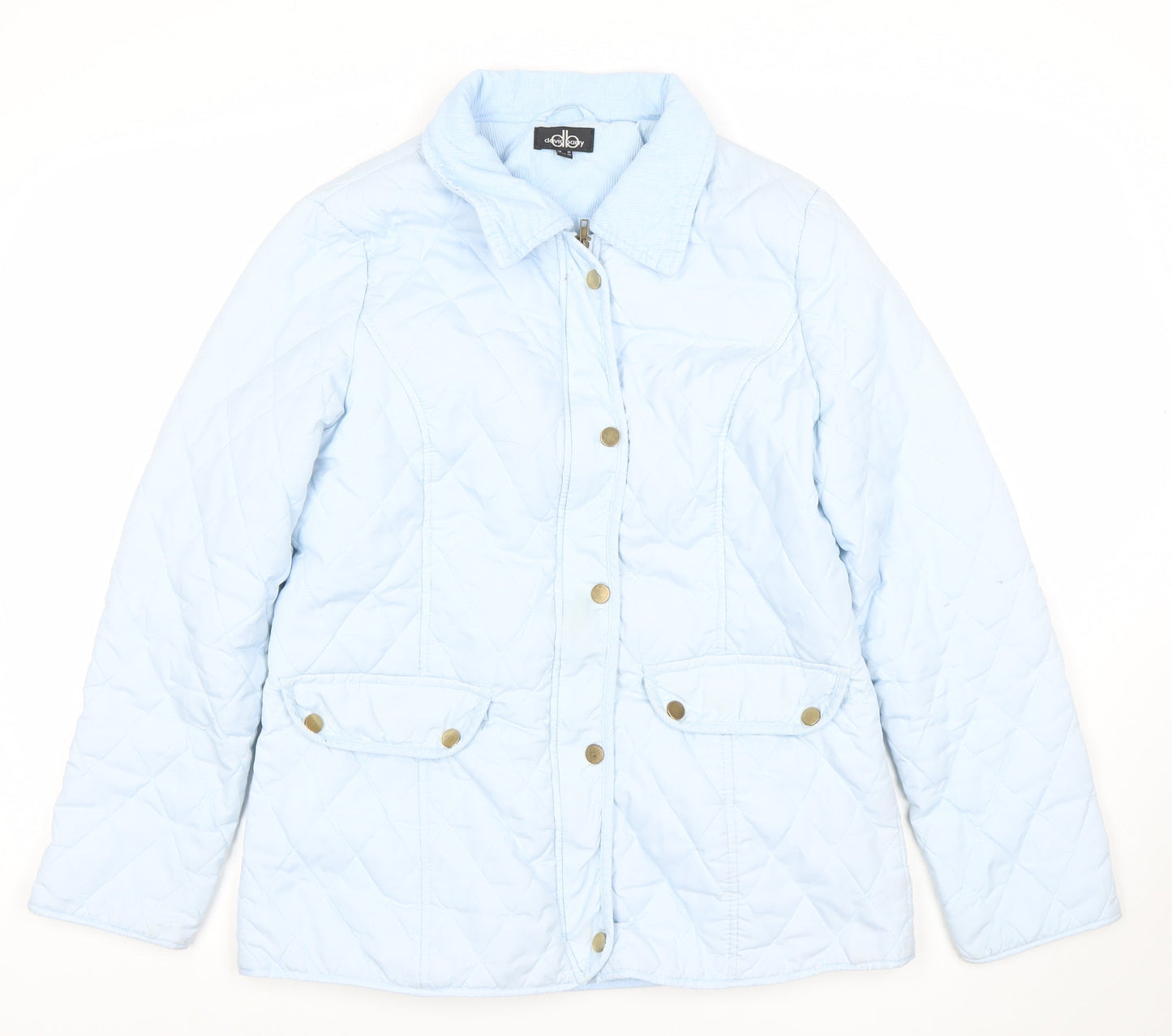 David Barry Women's Blue Quilted Mid-Length Jacket Size 14