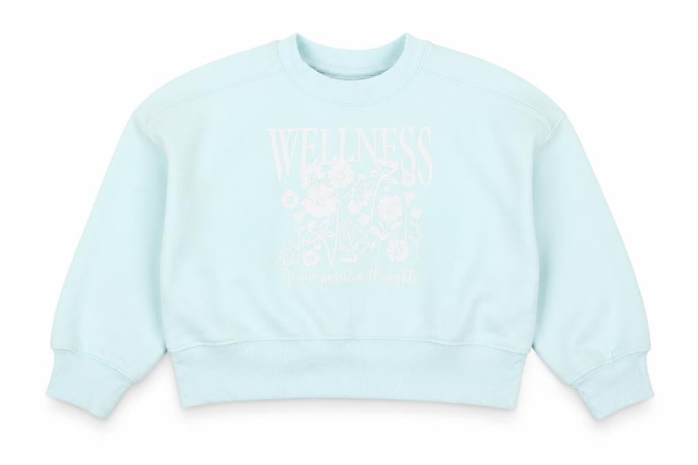 Dunnes Girls Blue Wellness Floral Graphic Pullover Sweatshirt 3-4 Years