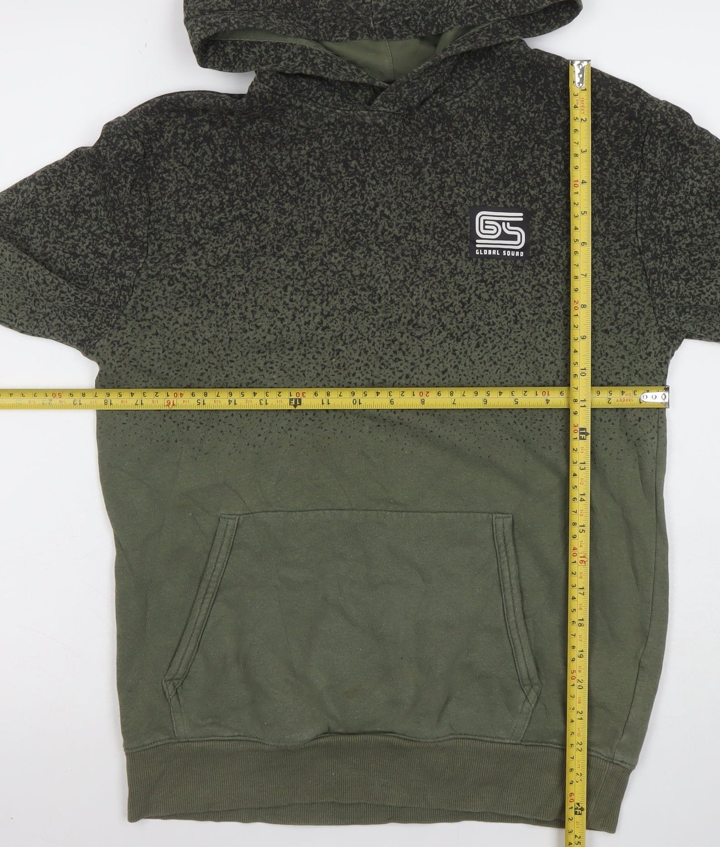 H&M Boys Green Ombre Pullover Hoodie 13-14 Years Cotton Blend Casual