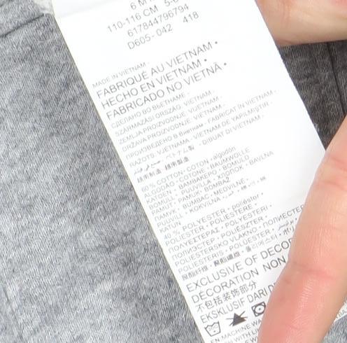 Nike Boys Grey Pullover Hoodie Size M 5-6 Years Cotton Blend Logo Print