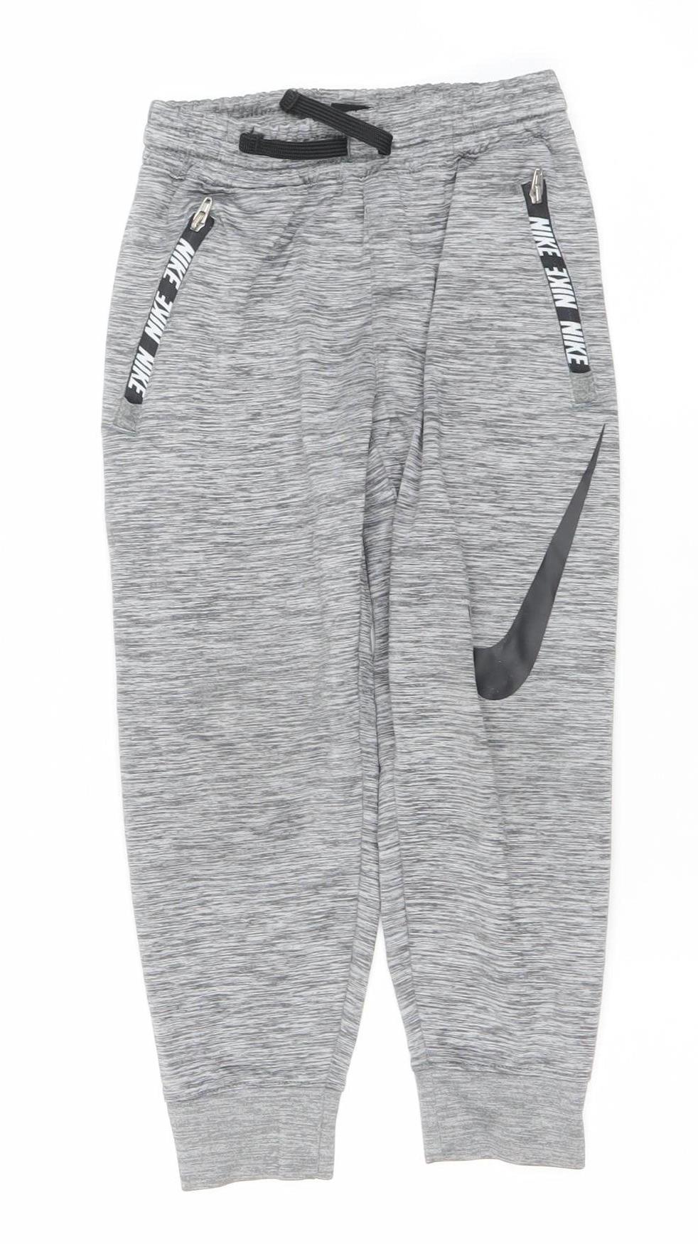 Nike Boys Grey Dri-FIT Jogger Sweatpants 4-5 Years with Zip Pockets