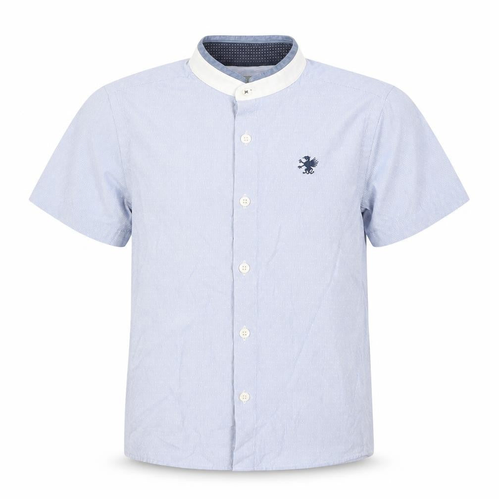 Next Boys Blue Short Sleeve Button-Up Shirt 6 Years Cotton Blend