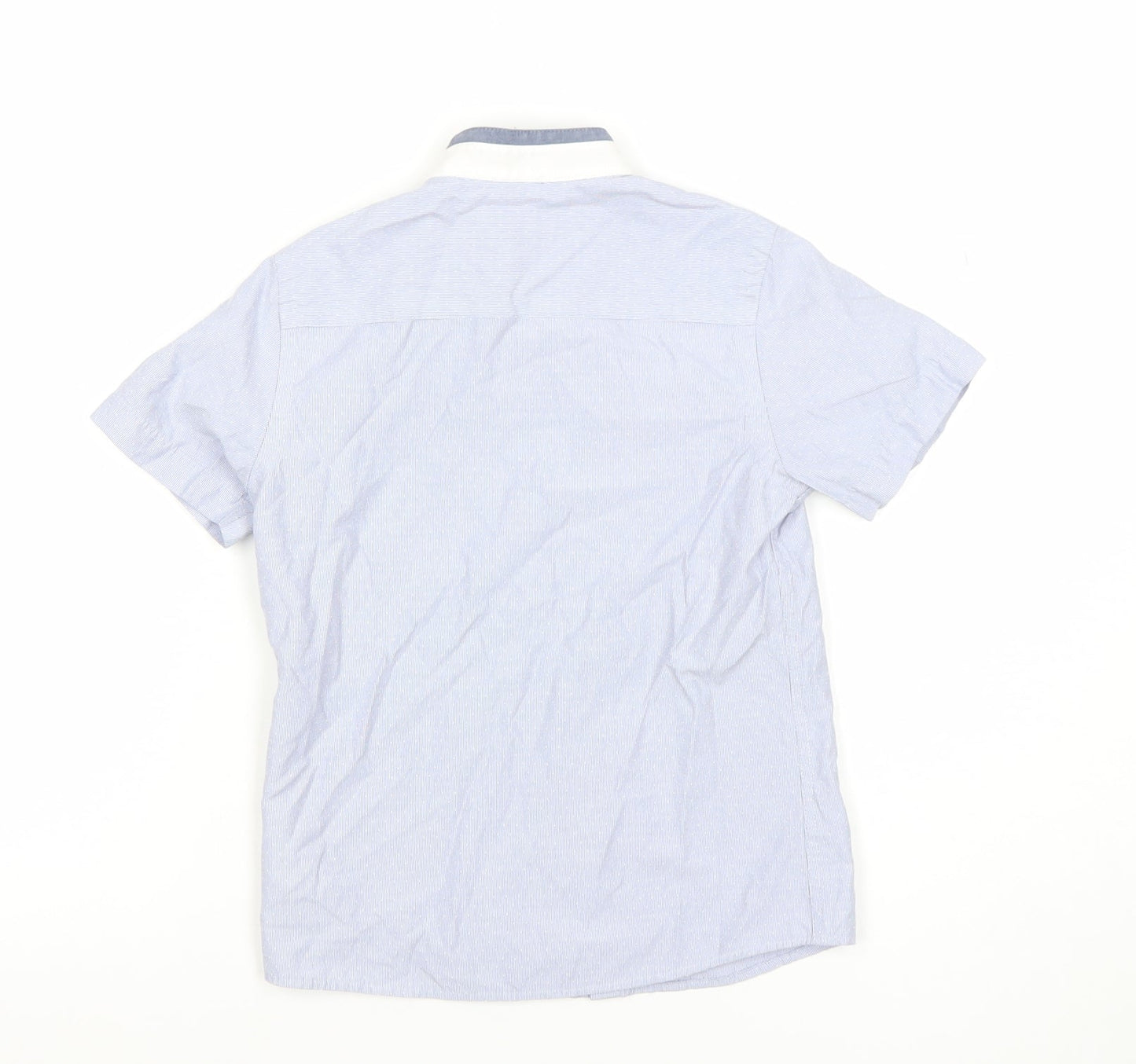 Next Boys Blue Short Sleeve Button-Up Shirt 6 Years Cotton Blend