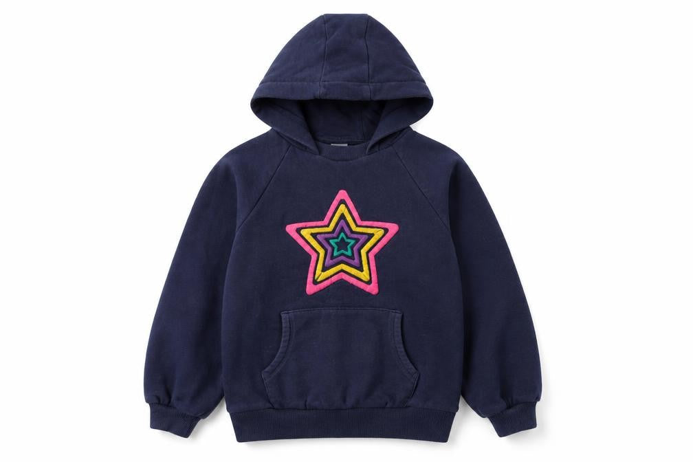 Next Girls Blue Star Embroidered Pullover Hoodie 9 Years Cotton Blend