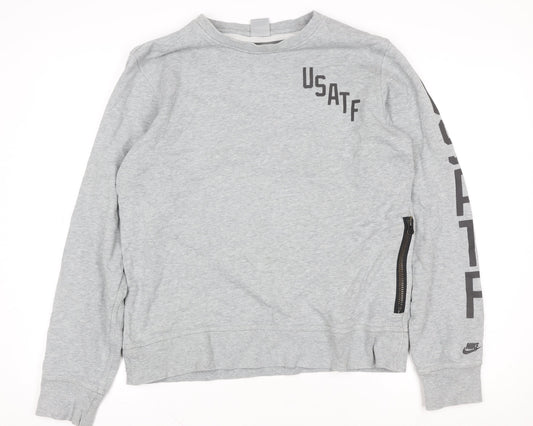 Nike Men's Grey USATF Pullover Sweatshirt Size M Crew Neck