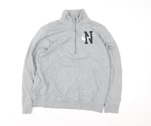 Nike Men's Grey 1/4 Zip Fleece Sweatshirt Size M