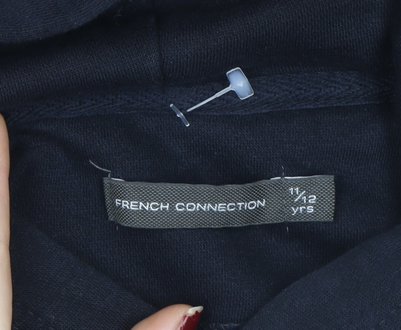 French Connection Boys Black Cotton Pullover Hoodie 11-12 Years