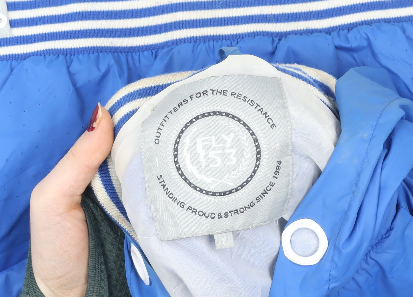 Fly53 Men's Blue Hooded Windbreaker Jacket Size L