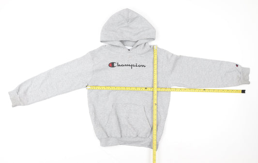 Champion Girls Grey Pullover Hoodie Medium Fleece Logo Sweatshirt