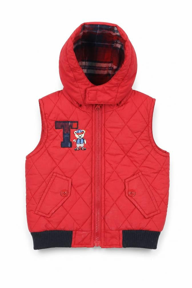 Tom & Kiddy Red Quilted Hooded Waistcoat 6-9 Months Unisex Baby Jacket