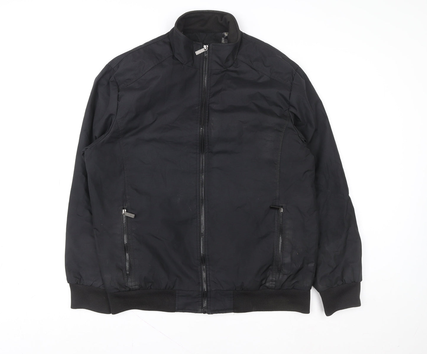 Vogue Dress Men's Black Bomber Jacket L Full Zip Polyester Casual