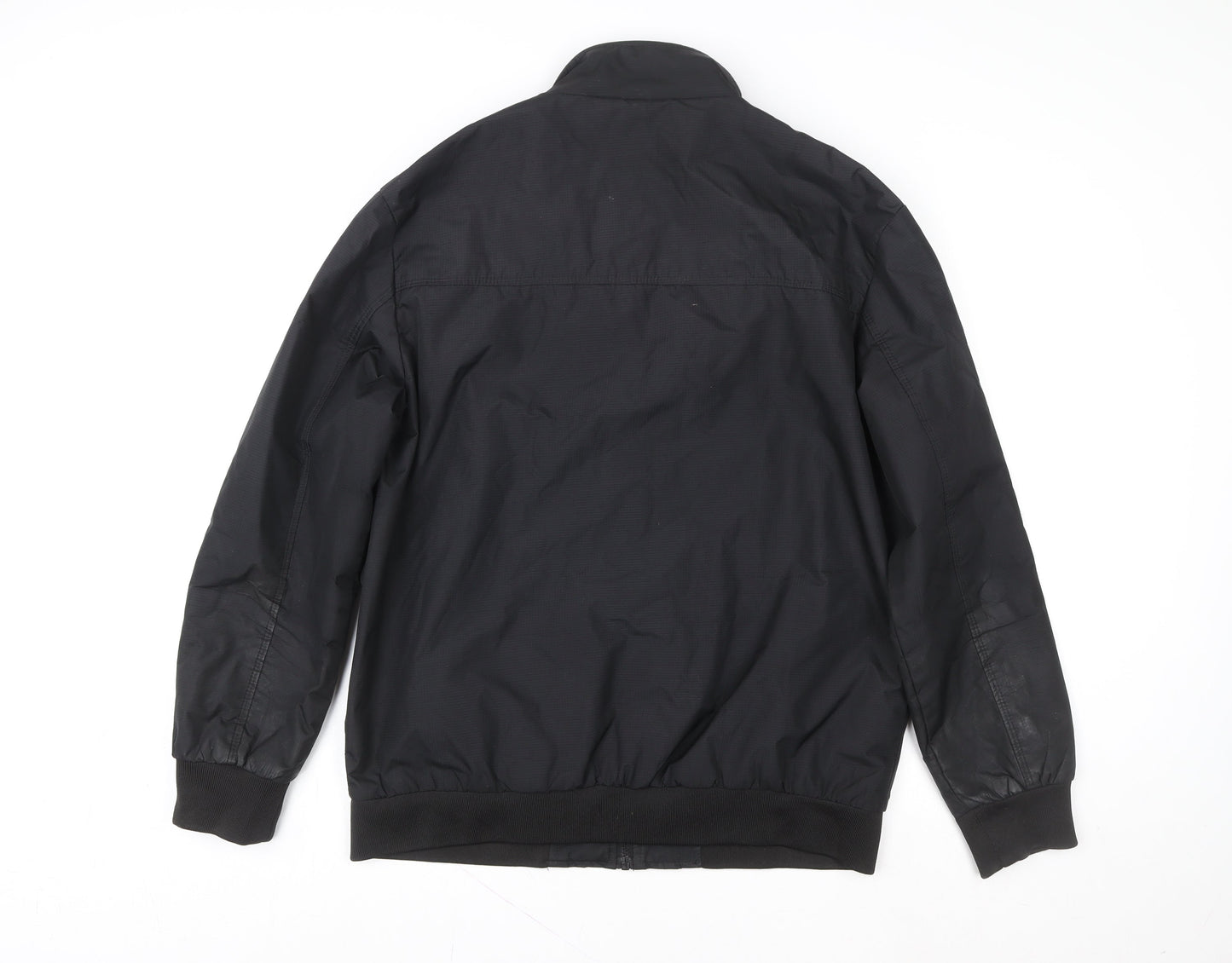 Vogue Dress Men's Black Bomber Jacket L Full Zip Polyester Casual