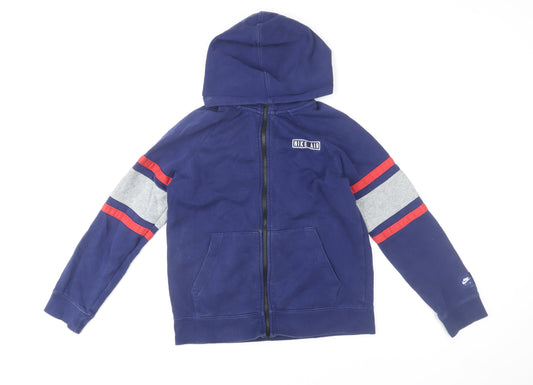 Nike Boys Blue Full Zip Hoodie L 147-158cm Cotton Blend