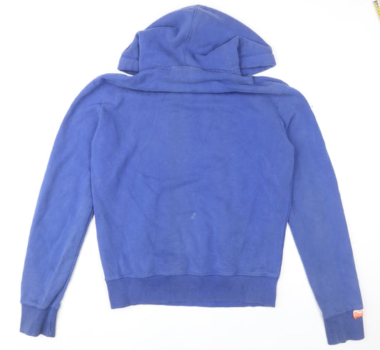 Superdry Men's Blue Pullover Hoodie M Graphic Print Logo